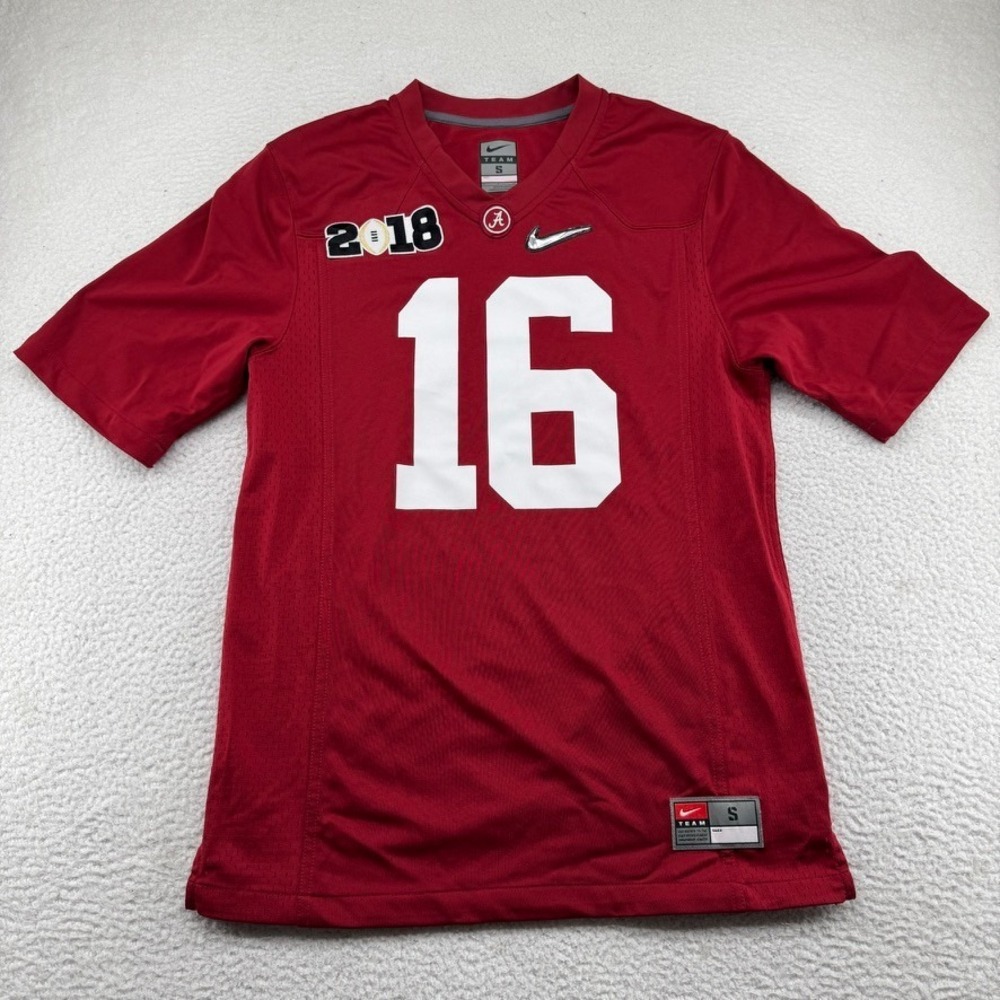 Nike Team Alabama Crimson Tide #16 Football Jersey Mens Small Red 2018 Playoffs